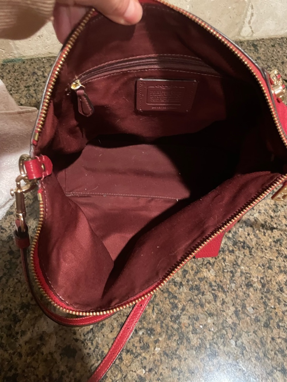 Coach Kacey Red Pebbled Leather Satchel with Gold Hardware - Picture 7 of 10